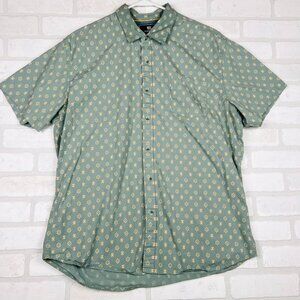 MBX Premium Goods Casual Button Down Shirt XL Sage Green Geo Print‎ EUC